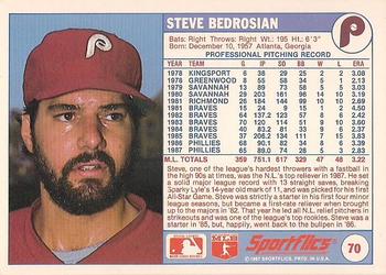 1988 Sportflics #70 Steve Bedrosian Back