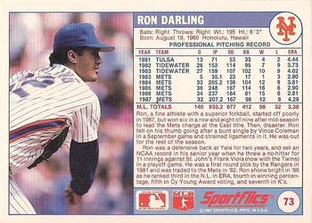 1988 Sportflics #73 Ron Darling Back