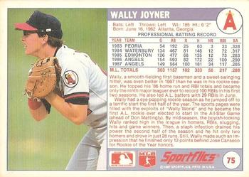 1988 Sportflics #75 Wally Joyner Back