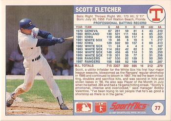 1988 Sportflics #77 Scott Fletcher Back