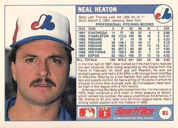1988 Sportflics #81 Neal Heaton Back