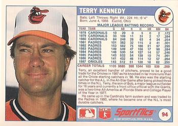 1988 Sportflics #94 Terry Kennedy Back