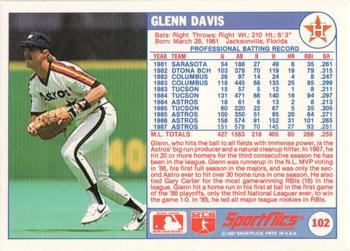 1988 Sportflics #102 Glenn Davis Back