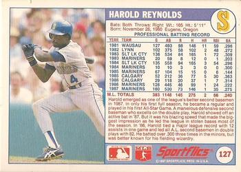 1988 Sportflics #127 Harold Reynolds Back