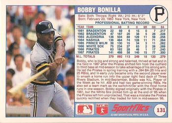 1988 Sportflics #131 Bobby Bonilla Back