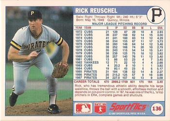 1988 Sportflics #136 Rick Reuschel Back