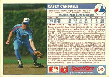 1988 Sportflics #140 Casey Candaele Back