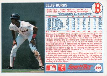 1988 Sportflics #144 Ellis Burks Back