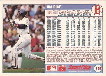 1988 Sportflics #158 Jim Rice Back