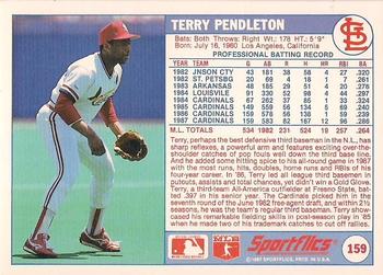 1988 Sportflics #159 Terry Pendleton Back