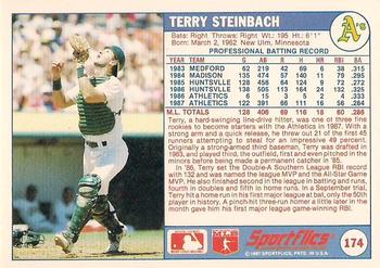 1988 Sportflics #174 Terry Steinbach Back
