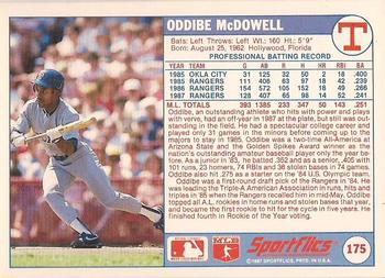 1988 Sportflics #175 Oddibe McDowell Back
