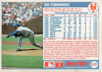 1988 Sportflics #177 Sid Fernandez Back