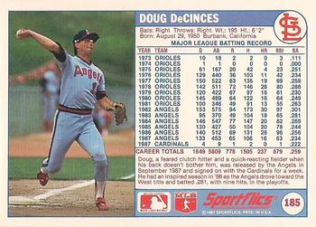 1988 Sportflics #185 Doug DeCinces Back