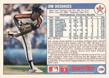 1988 Sportflics #190 Jim Deshaies Back