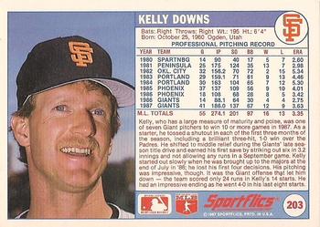 1988 Sportflics #203 Kelly Downs Back