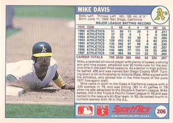 1988 Sportflics #206 Mike Davis Back