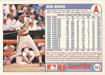 1988 Sportflics #212 Bob Boone Back