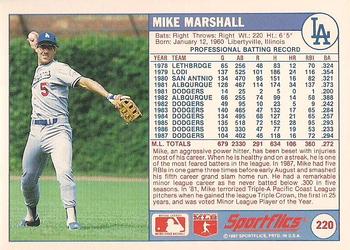 1988 Sportflics #220 Mike Marshall Back