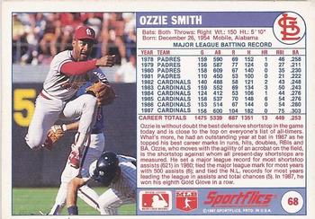 1988 Sportflics #68 Ozzie Smith Back