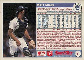 1988 Sportflics #6 Matt Nokes Back