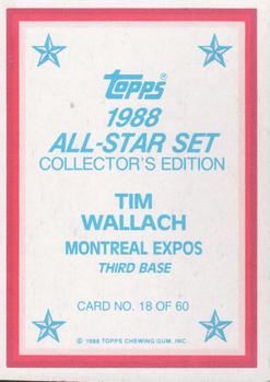 1988 Topps - 1988 All-Star Set Collector's Edition (Glossy Send-Ins) #18 Tim Wallach Back