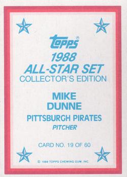 1988 Topps - 1988 All-Star Set Collector's Edition (Glossy Send-Ins) #19 Mike Dunne Back