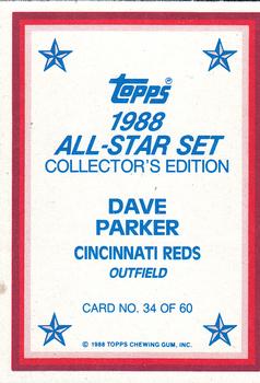 1988 Topps - 1988 All-Star Set Collector's Edition (Glossy Send-Ins) #34 Dave Parker Back