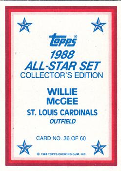 1988 Topps - 1988 All-Star Set Collector's Edition (Glossy Send-Ins) #36 Willie McGee Back