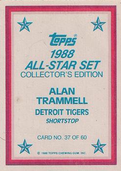 1988 Topps - 1988 All-Star Set Collector's Edition (Glossy Send-Ins) #37 Alan Trammell Back