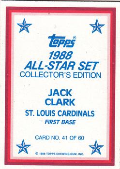 1988 Topps - 1988 All-Star Set Collector's Edition (Glossy Send-Ins) #41 Jack Clark Back