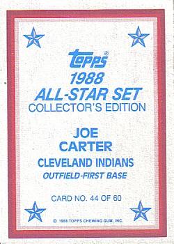 1988 Topps - 1988 All-Star Set Collector's Edition (Glossy Send-Ins) #44 Joe Carter Back