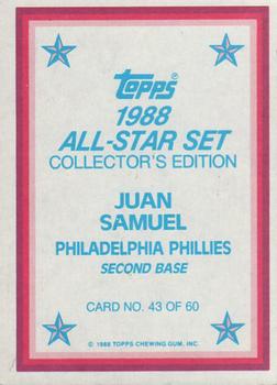 1988 Topps - 1988 All-Star Set Collector's Edition (Glossy Send-Ins) #43 Juan Samuel Back