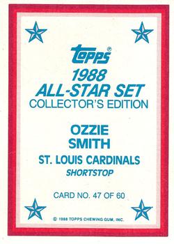 1988 Topps - 1988 All-Star Set Collector's Edition (Glossy Send-Ins) #47 Ozzie Smith Back