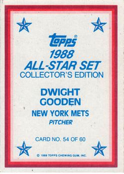 1988 Topps - 1988 All-Star Set Collector's Edition (Glossy Send-Ins) #54 Dwight Gooden Back
