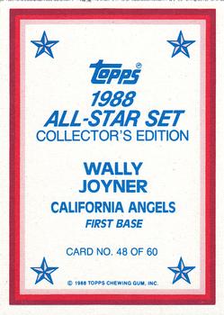1988 Topps - 1988 All-Star Set Collector's Edition (Glossy Send-Ins) #48 Wally Joyner Back