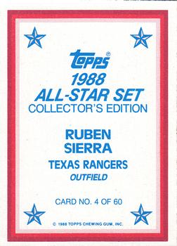 1988 Topps - 1988 All-Star Set Collector's Edition (Glossy Send-Ins) #4 Ruben Sierra Back