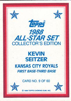 1988 Topps - 1988 All-Star Set Collector's Edition (Glossy Send-Ins) #9 Kevin Seitzer Back