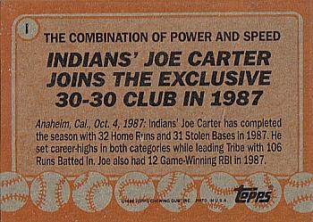 1988 Topps - Wax Box Bottom Panels Singles #I Joe Carter Back
