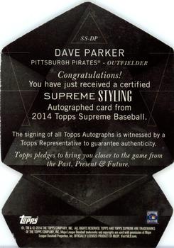 2014 Topps Supreme - Supreme Styling Autographs Purple #SS-DP Dave Parker Back