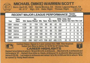 1989 Donruss - Bonus MVP's #BC-2 Mike Scott Back