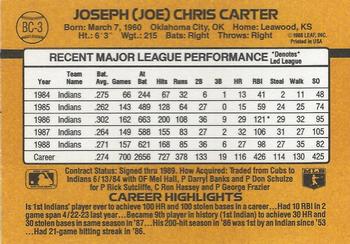 1989 Donruss - Bonus MVP's #BC-3 Joe Carter Back