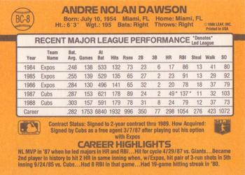 1989 Donruss - Bonus MVP's #BC-8 Andre Dawson Back