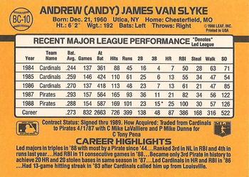 1989 Donruss - Bonus MVP's #BC-10 Andy Van Slyke Back