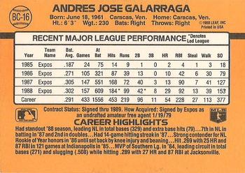 1989 Donruss - Bonus MVP's #BC-16 Andres Galarraga Back