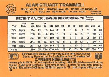 1989 Donruss - Bonus MVP's #BC-17 Alan Trammell Back