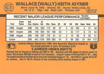 1989 Donruss - Bonus MVP's #BC-21 Wally Joyner Back