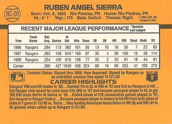 1989 Donruss - Bonus MVP's #BC-26 Ruben Sierra Back