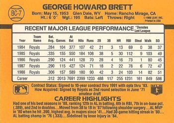 1989 Donruss - Bonus MVP's #BC-7 George Brett Back