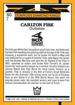 1989 Donruss - Super Diamond Kings #7 Carlton Fisk Back
